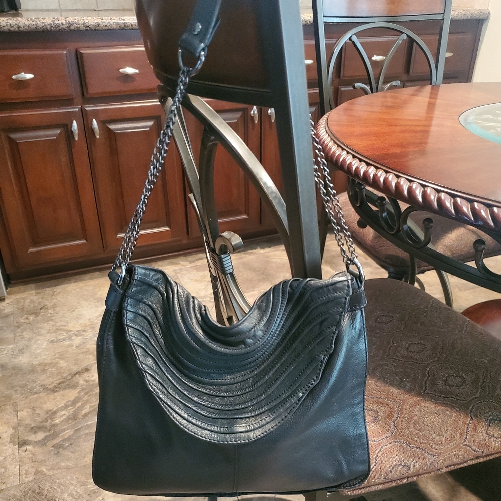Zara Woman Black Leather Chain Shoulder Bag Purse